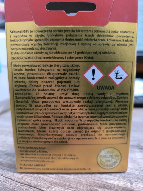 Laboratorium DermaPharm Sabunol Czarna Obroża Przeciw Pchłom I Kleszczom Dla Psa 50cm