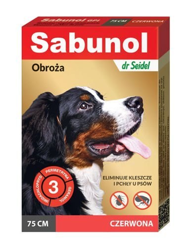 Laboratorium DermaPharm Sabunol Czerwona Obroża Przeciw Pchłom I Kleszczom Dla Psa 75cm