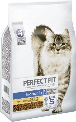 Perfect Fit™ - sucha karma pełnoporcjowa dla dorosłych kotów niewychodzących, bogata w kurczaka 7kg