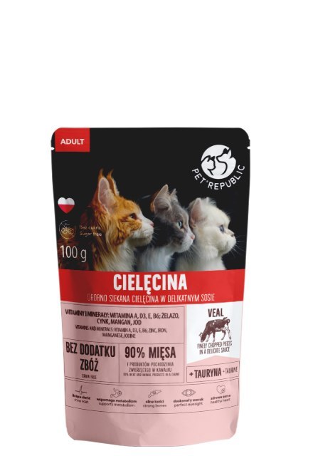 PetRepublic drobno siekane kawałki w delikatnym sosie cielęcina 100g dla kota