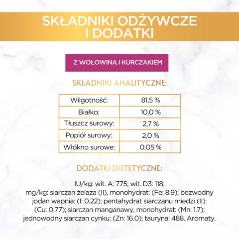 Purina Gourmet Gold z wołowiną i kurczakiem w sosie 85g