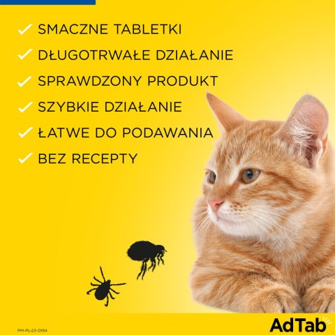 Elanco AdTab Tabletka Na Pchły I Kleszcze Dla Kotów 2-8kg 48mg