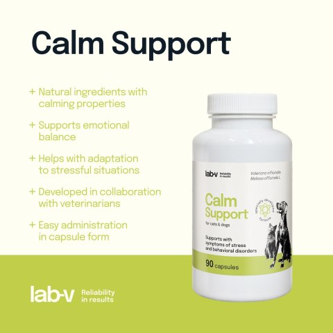 Lab-v Calm Support Wspomaganie Przy Objawach Stresu I Zaburzeniach Behawioralnych 90 Kapsułek