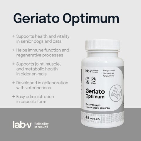Lab-v Geriato Optimum Wspomaganie Zdrowia Seniorów Dla Psów I Kotów 45 Kapsułek